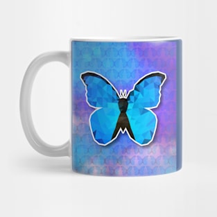 Low Poly Art - Blue Butterfly Mug